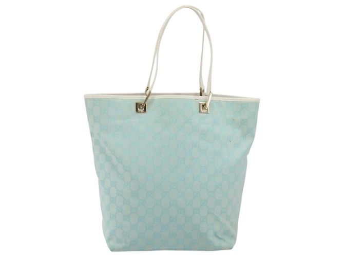 Borsa Tote GUCCI GG Canvas Azzurro chiaro Oro 002 1098 Auth hk3997 D'oro Blu chiaro - vista 13