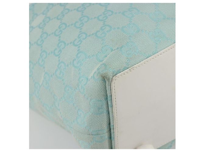 Borsa Tote GUCCI GG Canvas Azzurro chiaro Oro 002 1098 Auth hk3997 D'oro Blu chiaro - vista 14