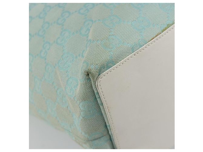 Borsa Tote GUCCI GG Canvas Azzurro chiaro Oro 002 1098 Auth hk3997 D'oro Blu chiaro - vista 16