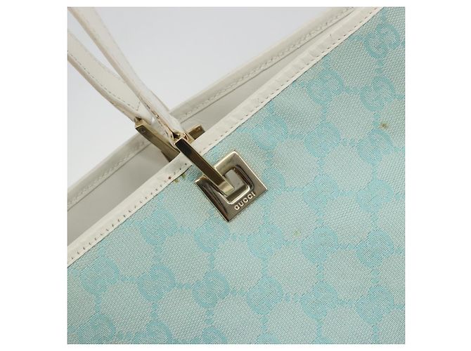 Borsa Tote GUCCI GG Canvas Azzurro chiaro Oro 002 1098 Auth hk3997 D'oro Blu chiaro - vista 17