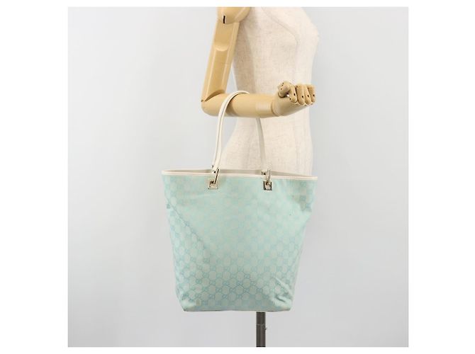 Borsa Tote GUCCI GG Canvas Azzurro chiaro Oro 002 1098 Auth hk3997 D'oro Blu chiaro - vista 23