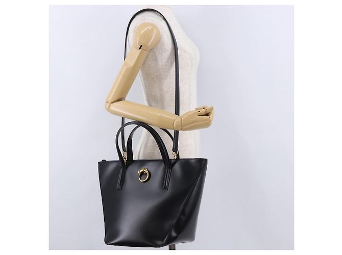 Borsa CARTIER PANTHERE in pelle 2way Nero Oro Auth 194562V D'oro - vista 25