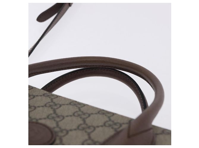 GUCCI GG Supreme Donald duck Hand Bag PVC 2way Beige Oro 648134 Auth BA14327M Dorado - vista 14
