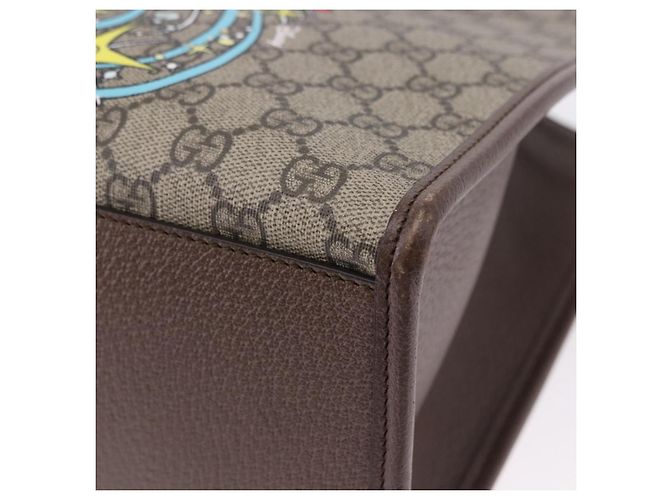 GUCCI GG Supreme Donald duck Hand Bag PVC 2way Beige Oro 648134 Auth BA14327M Dorado - vista 17