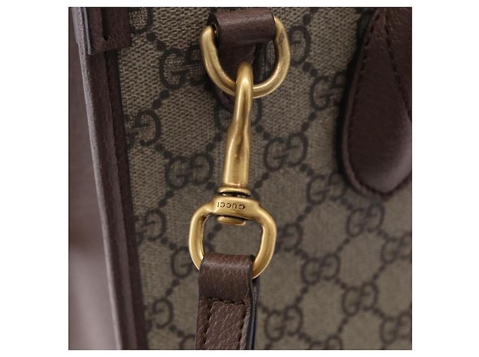 GUCCI GG Supreme Donald duck Hand Bag PVC 2way Beige Oro 648134 Auth BA14327M Dorado - vista 20