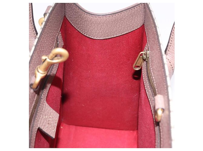 GUCCI GG Supreme Donald duck Hand Bag PVC 2way Beige Oro 648134 Auth BA14327M Dorado - vista 22