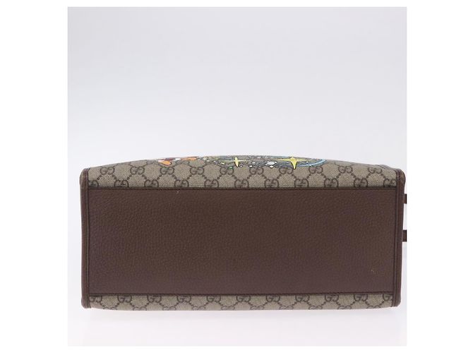 GUCCI GG Supreme Donald duck Hand Bag PVC 2way Beige Oro 648134 Auth BA14327M Dorado - vista 6