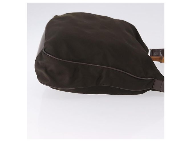 Borsa GUCCI Bamboo Nylon 2way Khaki Silver 001 2404 1577 0 Auth ep15179 Argento Cachi - vista 3