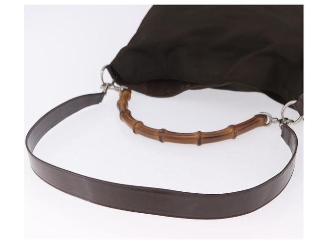 Borsa GUCCI Bamboo Nylon 2way Khaki Silver 001 2404 1577 0 Auth ep15179 Argento Cachi - vista 9