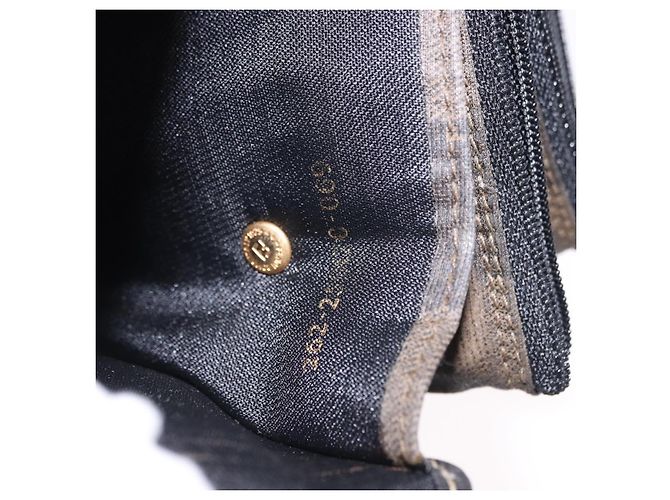 Pequin Borsa a Spalla FENDI Pecan Canvas PVC Nero Marrone Auth kk691 - vista 12