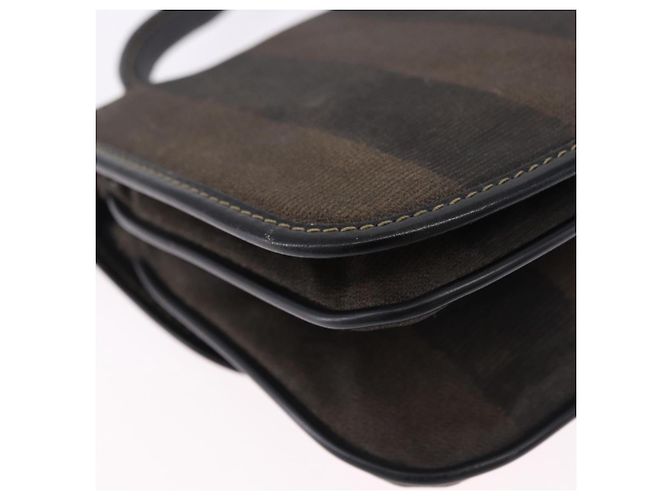 Pequin Borsa a Spalla FENDI Pecan Canvas PVC Nero Marrone Auth kk691 - vista 15