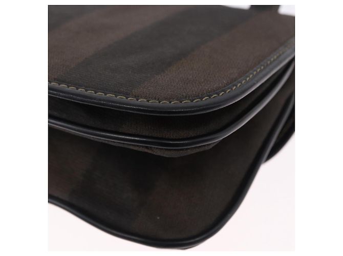 Pequin Borsa a Spalla FENDI Pecan Canvas PVC Nero Marrone Auth kk691 - vista 16