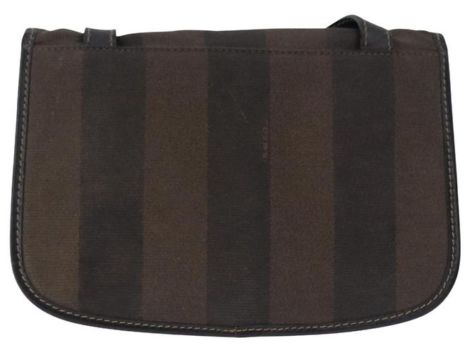 Pequin Borsa a Spalla FENDI Pecan Canvas PVC Nero Marrone Auth kk691 - vista 2