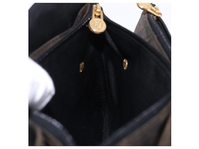 Pequin Borsa a Spalla FENDI Pecan Canvas PVC Nero Marrone Auth kk691 - vista 20