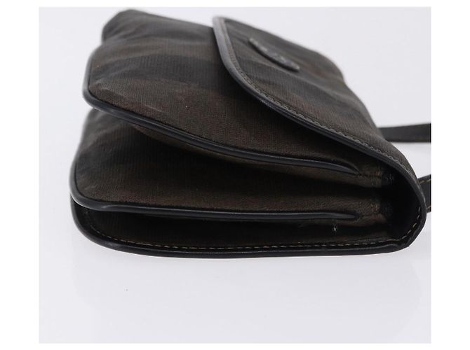 Pequin Borsa a Spalla FENDI Pecan Canvas PVC Nero Marrone Auth kk691 - vista 3