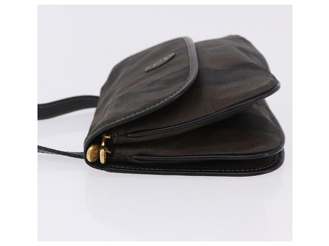 Pequin Borsa a Spalla FENDI Pecan Canvas PVC Nero Marrone Auth kk691 - vista 4