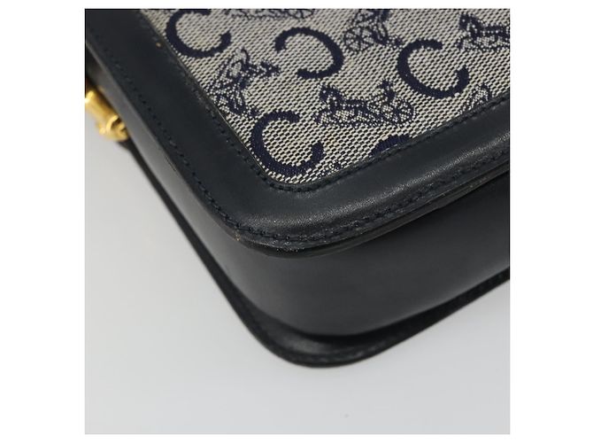 Céline Borsa a tracolla CELINE C Sulky Canvas Navy Gold Tone Auth ep15449 Blu navy - vista 16