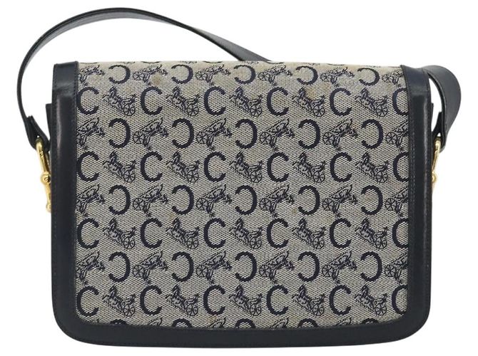 Céline Borsa a tracolla CELINE C Sulky Canvas Navy Gold Tone Auth ep15449 Blu navy - vista 2