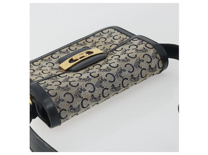 Céline Borsa a tracolla CELINE C Sulky Canvas Navy Gold Tone Auth ep15449 Blu navy - vista 6