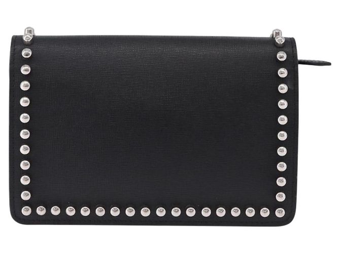 FENDI Karito Chain Shoulder Wallet Pelle Nero Argento 8M0346 Auth ka5424V - vista 2