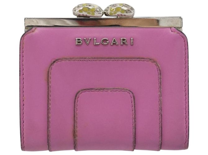 Bulgari Monedero BVLGARI de cuero rosa plata Auth bs36286 - vista 13