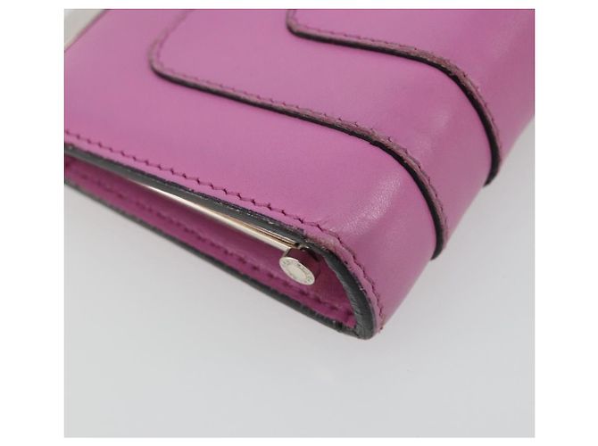 Bulgari Monedero BVLGARI de cuero rosa plata Auth bs36286 - vista 16