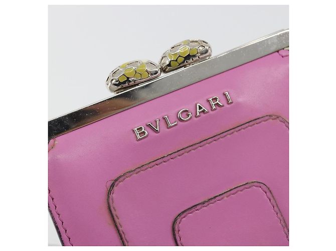 Bulgari Monedero BVLGARI de cuero rosa plata Auth bs36286 - vista 17