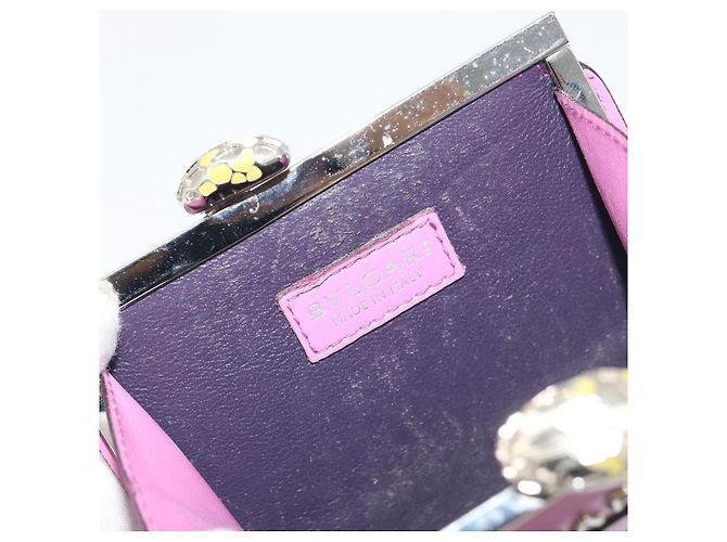Bulgari Monedero BVLGARI de cuero rosa plata Auth bs36286 - vista 18