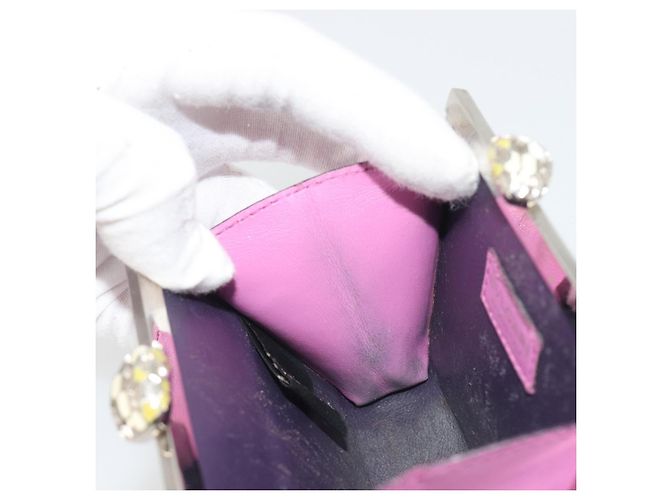 Bulgari Monedero BVLGARI de cuero rosa plata Auth bs36286 - vista 19