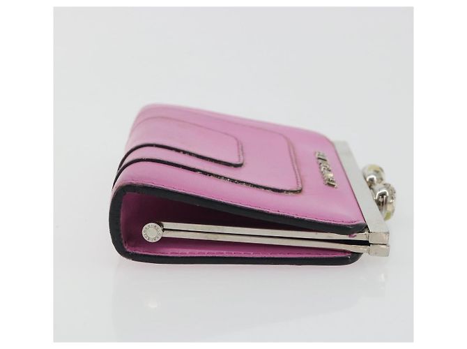 Bulgari Monedero BVLGARI de cuero rosa plata Auth bs36286 - vista 3