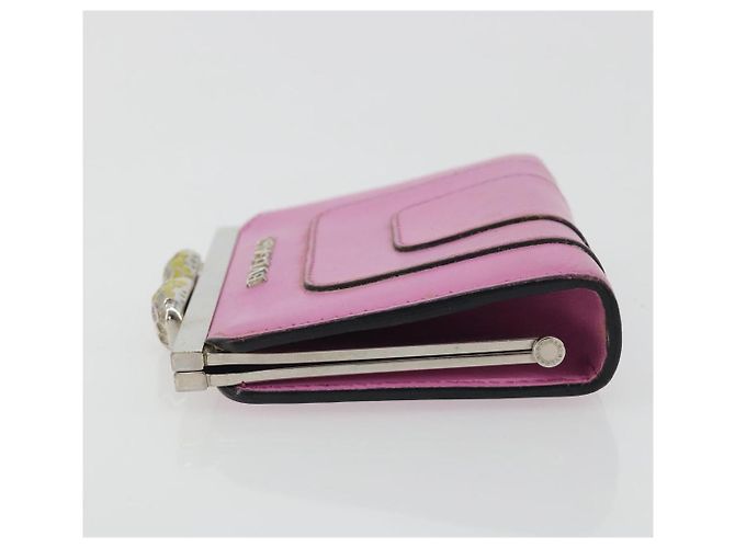 Bulgari Monedero BVLGARI de cuero rosa plata Auth bs36286 - vista 4
