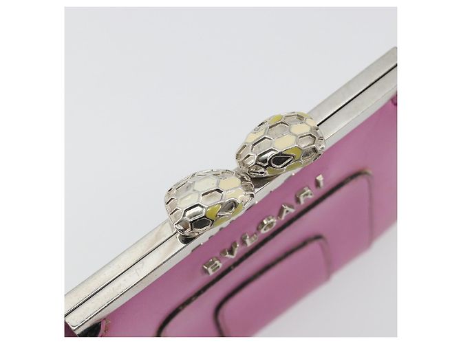 Bulgari Monedero BVLGARI de cuero rosa plata Auth bs36286 - vista 8
