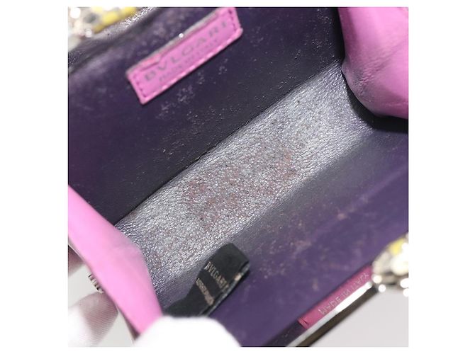 Bulgari Monedero BVLGARI de cuero rosa plata Auth bs36286 - vista 9