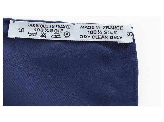 Hermès HERMES Carré 90 Sciarpa in seta "la ronde des heures" Navy White Auth ki6727M Bianco Blu navy - vista 17