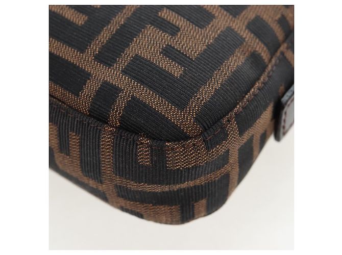 FENDI Zucca Canvas Mamma Baguette Borsa a Spalla Marrone Nero Auth 192625SAM - vista 18