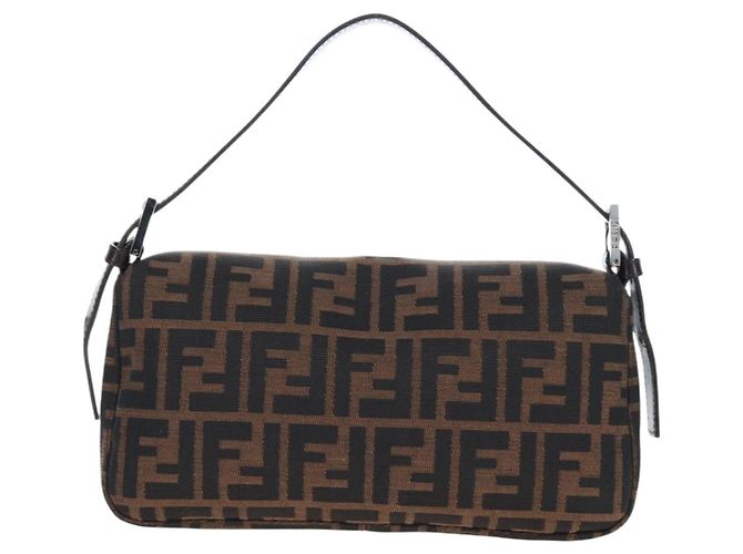 FENDI Zucca Canvas Mamma Baguette Borsa a Spalla Marrone Nero Auth 192625SAM - vista 2