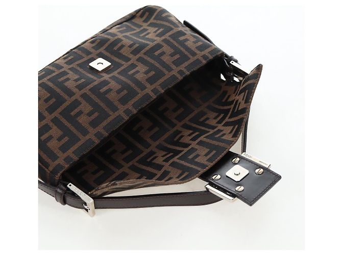 FENDI Zucca Canvas Mamma Baguette Borsa a Spalla Marrone Nero Auth 192625SAM - vista 20