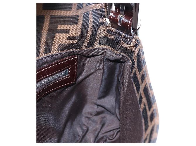 FENDI Zucca Canvas Mamma Baguette Borsa a Spalla Marrone Nero Auth 192625SAM - vista 22