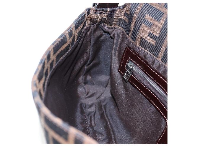 FENDI Zucca Canvas Mamma Baguette Borsa a Spalla Marrone Nero Auth 192625SAM - vista 23