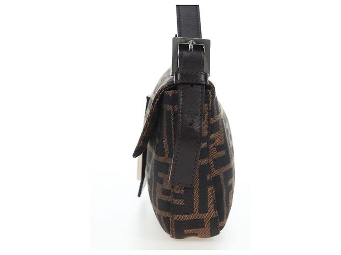 FENDI Zucca Canvas Mamma Baguette Borsa a Spalla Marrone Nero Auth 192625SAM - vista 3