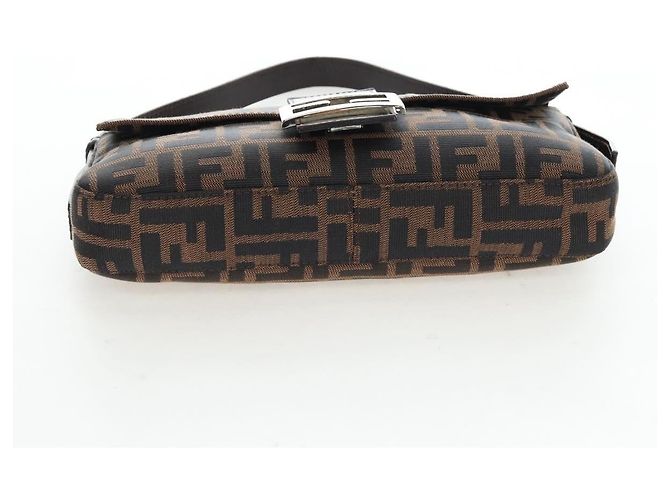 FENDI Zucca Canvas Mamma Baguette Borsa a Spalla Marrone Nero Auth 192625SAM - vista 5