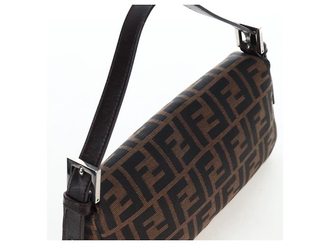 FENDI Zucca Canvas Mamma Baguette Borsa a Spalla Marrone Nero Auth 192625SAM - vista 6