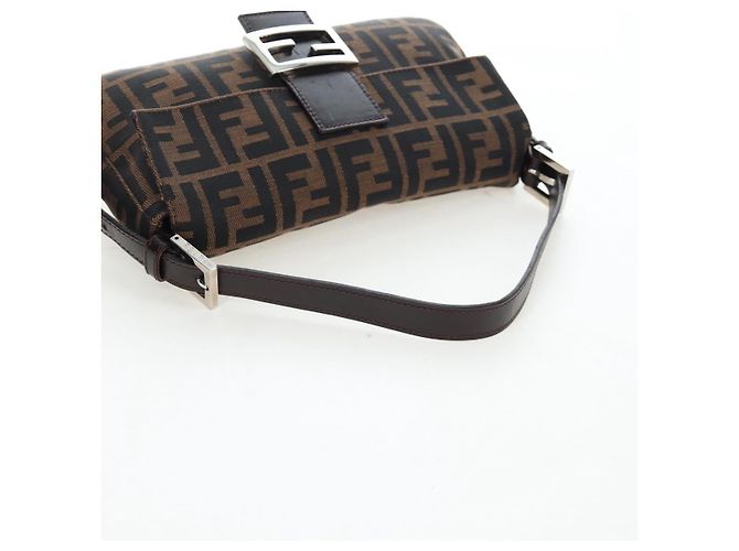 FENDI Zucca Canvas Mamma Baguette Borsa a Spalla Marrone Nero Auth 192625SAM - vista 7