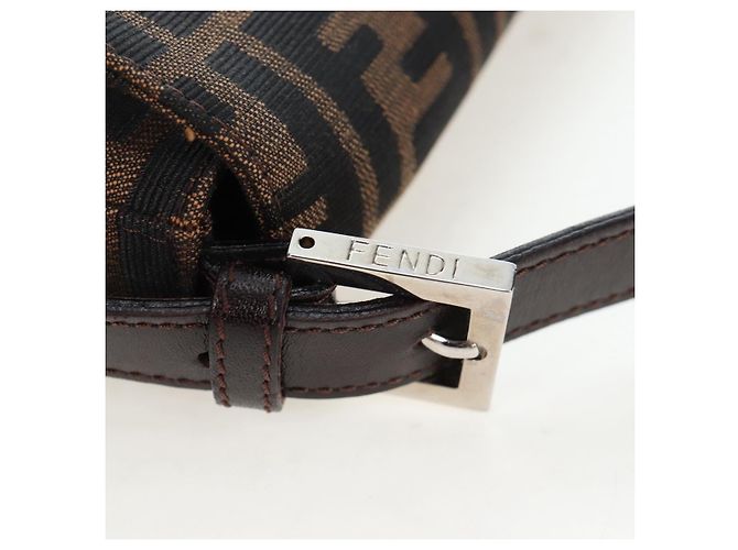 FENDI Zucca Canvas Mamma Baguette Borsa a Spalla Marrone Nero Auth 192625SAM - vista 8