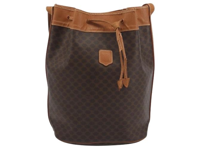 Céline Borsa a tracolla CELINE in tela Macadam PVC Pelle Marrone Oro Auth bs36270 D'oro - vista 13