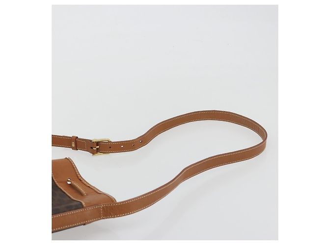Céline Borsa a tracolla CELINE in tela Macadam PVC Pelle Marrone Oro Auth bs36270 D'oro - vista 14