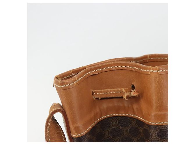 Céline Borsa a tracolla CELINE in tela Macadam PVC Pelle Marrone Oro Auth bs36270 D'oro - vista 19