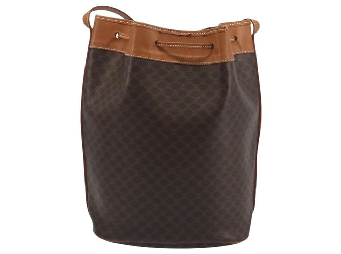 Céline Borsa a tracolla CELINE in tela Macadam PVC Pelle Marrone Oro Auth bs36270 D'oro - vista 2