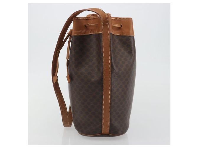 Céline Borsa a tracolla CELINE in tela Macadam PVC Pelle Marrone Oro Auth bs36270 D'oro - vista 3