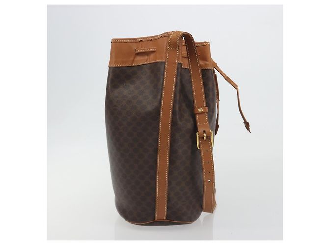 Céline Borsa a tracolla CELINE in tela Macadam PVC Pelle Marrone Oro Auth bs36270 D'oro - vista 4